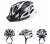 Kask rowerowy w kolorze biało-czarnym pokazany z każdej strony - przodu, tyłu oraz boków